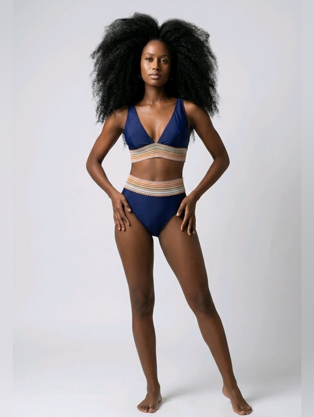 Navy Crochet-Trim Two-Piece Swimsuit